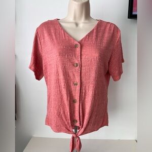 Vintage Coral Button-Down Shirt